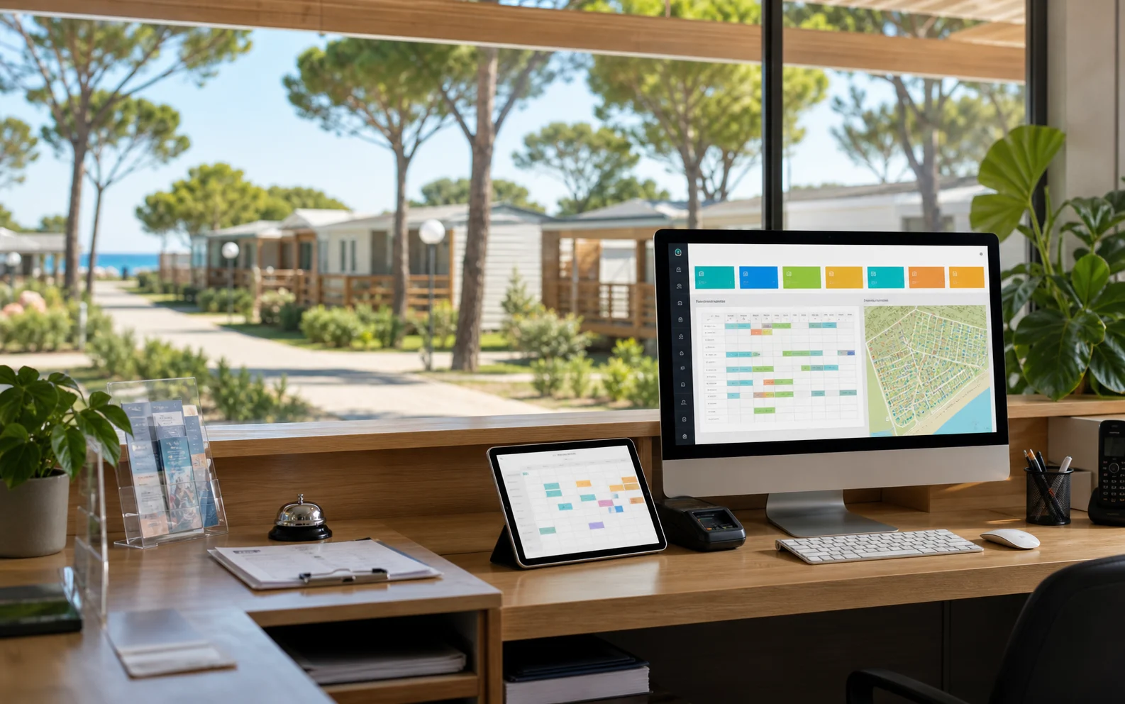 PMS campeggio per piazzole, bungalow, accessi, app e borsellino elettronico.