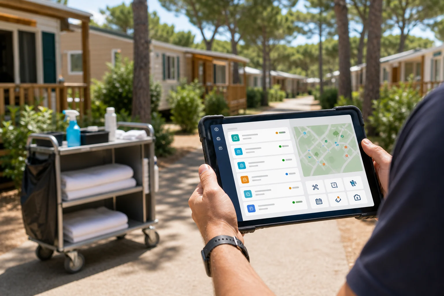 Tablet operatori per attività di campeggio e housekeeping