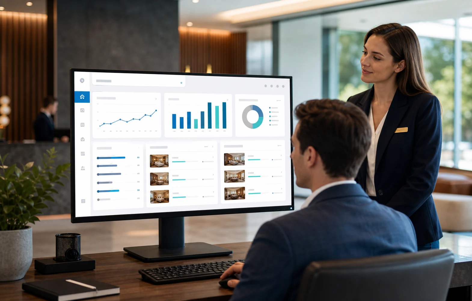 Dashboard booking hotel con dati e sincronizzazione canali