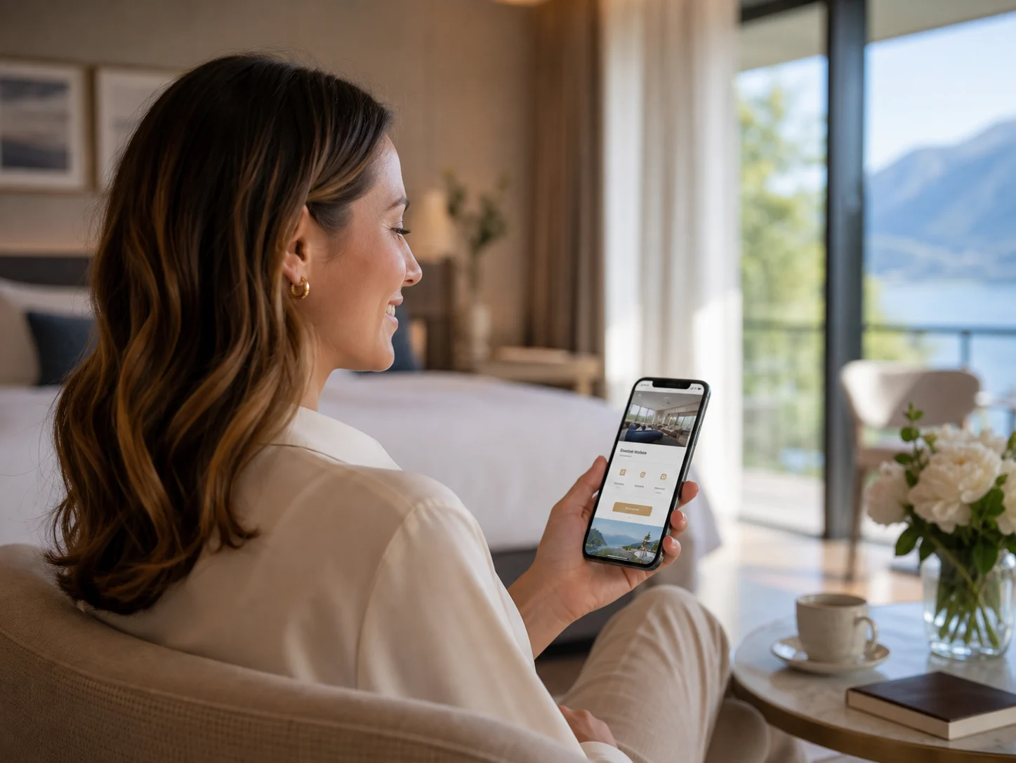 Ospite che riceve un preventivo personalizzato su smartphone