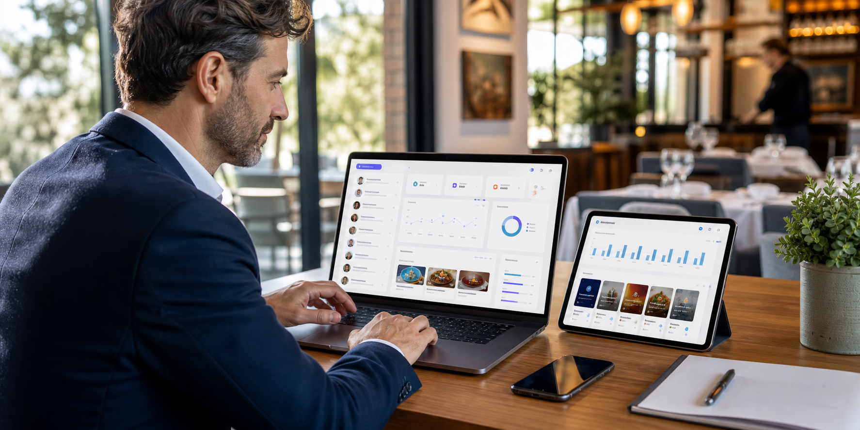 Manager ristorante che usa Scidoo CRM per clienti promozioni loyalty e feedback